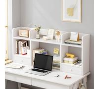 Wooden 5-Shelf Bookcase with 2 Doors - Freestanding Desktop Bookshelf & 2-Tier Storage Rack for Home Office Cute & Stylish for Books Decor & More