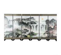 Wooden 6-Panel Foldable Screen for Desktop | 6-panel folding design, compact desktop size, traditional Chinese pattern, sturdy wood build, home decor accent