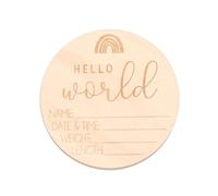 Wooden 6PCS Wooden Cards Baby Growth Monthly Photo Cards with Hello World Sign for Baby Photos and First Year Milestones