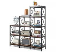 Wooden 9 Cube Bookcase 5 Tier Open Storage Cabinet Free Standing Anti-toppling COSTWAY Brown One Size