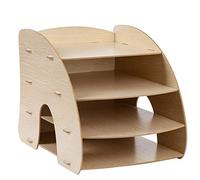 Wooden A4 File Organizer Arc Shaped Multi Layer Book Holder Desk Storage Box for Office Home Cherry Black 34.5cm x 24.5cm x 27.5cm Document Sorter (Sakuragi)