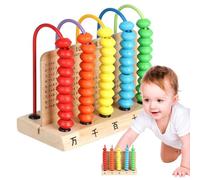 Wooden Abacus for Kids - 5 Row Educational Counting Toys - Math Learning Toys with Multi Color Beads,for Boys Girls Elementary School Preschool