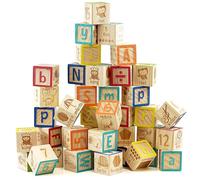 Wooden ABC Blocks Alphabet Number Block Set Kids Educational Toys 40 Pcs Wooden Building Blocks with Storage Bag Children Stacking Toys for 18 Months+
