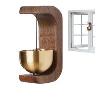WOODEN ACCESS CHIME - loud hanging panel, classic ring sound | Compact door fixture with metal mounting plate, attach the handle bar for indoor passage knock -signal reception placement use