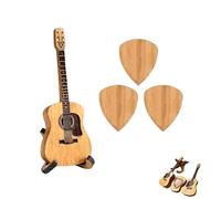 Wooden Acoustic Guitar Pick Box, The Uniquely Designed Guitars Pick Holder Is Equipped With 3 Fashionable And Exquisite Guitars Plectrums, Easy To Carry, For Guitar Players Lovers