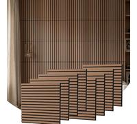 Wooden Acoustic Wall Panels 8 Pack 60x60 cm (2,88m²) Sound Proofing Panels Wood Slat Panelling with Sound Absorbing Felt Backing Easy DIY for TV Feature Wall Living Room Bedroom Office (Walnut)