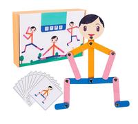 Wooden Action Toy - 24 Card Skill Development Game Set | Adjustable Creative Learning Robot Puzzle For Early Education Travel Home And Classroom Use For Children