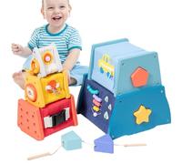 Wooden Activity Cube - Early Learning Development Toy, Kids Educational Wooden Cube for Shape and Number Sorting, Interactive Learning Activity, Developmental Toy for Preschoolers
