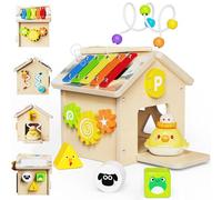 Wooden Activity Cube,Montessori Baby Activity Center Toys for 1+ Year Old | Baby Cube with Shape Sorter, Early Developmental Learning Sensory Toys for Toddlers,1st Birthday Gifts Boys Girls(Farm Theme)