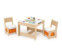 Wooden Activity Table with 2 Seats and Detachable Dual-Sided Tabletop-Natural