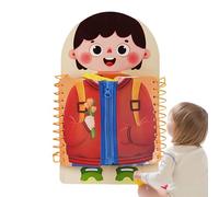 Wooden Activity Toy, 200 g, Multi-layer Educational Play Set with Life Skills and Shoelaces with Zip Button, Helps Children in Developing Their Feinmo