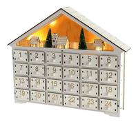 Wooden Advent Calendar with 24 Drawers and LED Lights Reusable Empty Advent Calendar to Fill Yourself DIY Christmas Calendar Unique Christmas Ornaments No Battery, Fill Your Own Advent Calendar