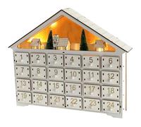 Wooden Advent Calendar with 24 Drawers and LED Lights Reusable Empty Advent Calendar to Fill Yourself DIY Christmas Calendar Christmas Ornaments, No Battery, Reusable Advent Calendar