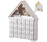 Wooden Advent Calendar with Drawers and LED Lights 24 Days Countdown Empty Advent Calendars to Fill for Christmas Decoration.