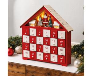 Wooden Advent Calender with 24 individual Drawers and Lights