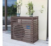 Wooden Air Conditioner Cover Durable Louvered Outdoor Hood Solid Wood AC Unit Protector Stylish Air Conditioner Rack & Flower Stand for Patio & Garden Decor