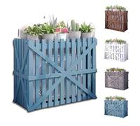 Wooden Air Conditioner Cover Heat Pump Enclosure Outdoor Unit Privacy Shield Freestanding Split AC Case Balcony Plant Stand (Blue 47.2"x23.6"x41.3")