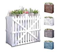 Wooden Air Conditioner Cover Outdoor Heat Pump Shield Split AC Protection Freestanding Case & Plant Stand for Balcony White 47.2"x23.6"x41.3"