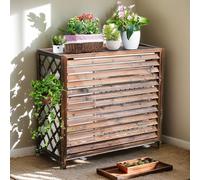 Wooden Air Conditioner Cover Outdoor Solid Wood Flower Holder 4 Garden AC Unit Protector Stylish Hidden AC Cover for Patios