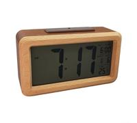 Wooden Alarm Clock Digital LED Display with Temperature, Minimalist Solid Wood Desktop Electronic Clock for Homes Office Bedroom Decor(double insert color)