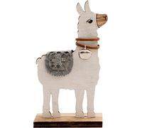 Wooden Alpaca Ornament with Silver Saddle and Bell - a modern twist on traditional Christmas ornaments (13x4x7cn)