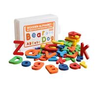 Wooden Alphabet Learning Set - Wood 52 Pieces 16x11.5x5.8Cm | Preschool Letter Recognition Toys with Cognitive Development, Reading Training, Motor Skills | Kids Spelling Practice Kit Home School