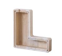 Wooden Alphabet Piggy Bank Clear Acrylic Panel Money Box Personalized Coin Savings Bank for Kids Boys Girls Adults, Birthday Home Décor (L)