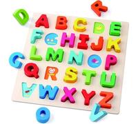 Wooden Alphabet Puzzle for 1 2 3 Year Old Kids, ABC Toys, Letters Early Education Toy Gift, Wooden Puzzles Montessori Toys, for Girl Boy Learning Educational Toys (Capital Letters)