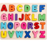 Wooden Alphabet Puzzle for 1 2 3 Year Old Kids, Wooden Alphabet Letters, Letters Education Toy, Puzzles Montessori Toys, for Girl Boy Learning Educational Toys (Capital Letters Macaron color)