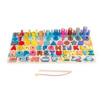 Wooden Alphabet Puzzle Magnetic Shapes Number Puzzle with Fishing Rod Educational Early Learning Toy for Girls Boys Alphabet Toddler Learning Toys Abc