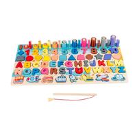 Wooden Alphabet Puzzle Magnetic Shapes Number Puzzle with Fishing Rod Educational Early Learning Toy for Girls Boys
