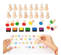 Wooden Alphabet Sight Word Stamps, Self-Inking 26 Letters Spelling Stampers