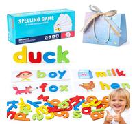 Wooden Alphabet Spelling Game for Kids, Alphabet Puzzle Toy ABC Learning Educational Toys, Fun Spell Letter Matching Game with 28 Flash Cards, Educational Toys for Girls Boys Age 3+ (1pc)