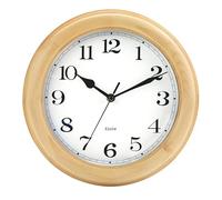 Wooden Analog Wall Clock, 11 inches Round Wall Clocks Battery Operated Silent Non-Ticking, Large Roman Numerals, Traditional Design for Kitchen Living Room Classroom Gym, Natural Grain