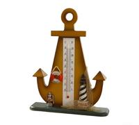 Wooden Anchor Thermometer Retro Decor Indoor Temperature Gauge for Home Office Desktop Display Classic for maritime Style(A)