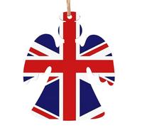 Wooden Angel Shape Ornaments Beautiful Double-sided UK Flag Print 6 PCS Suitable for New Year Decoration