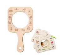 Wooden Animal Explorers Set With Magnifier For Outdoor Nature Discovery And Early Learning Toy Wooden Glass Toy Set