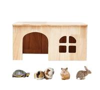 Wooden Animal House for Small Specimens - Shelter and Rest for Rabbits, Turtles, Hamsters and Chinchillas | Thick Wood to gnaw, Ventilated Design with Door Window, Safe and Comfortable Habitat