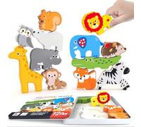 Wooden Animal Maslasee Shape-Sorting Puzzle Set, 13 Pieces - Learning Activity with Animal Blocks & Sorting Tray for Skill Development