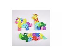 Wooden Animal Number Puzzle Set, Educational Dinosaur and Giraffe Jigsaw, 10 Pieces