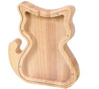 Wooden Animal Piggy Bank Transparent Acrylic Wooden Children's Piggy Bank Cute Home Decoration Children's Birthday Gift(Cat)