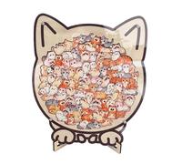 Wooden Animal Puzzle - 22.1cm Cute Animal Framed Jigsaw Puzzle Table Decor, Irregular Shape Challenging Puzzles For Adults Kids Home Living Room Bedroom Study Shelf Indoor