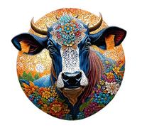 Wooden Animal Puzzle,Highland Cow Jigsaw Puzzles Toy - Safe and Gentle Entertainment Tool for Outdoors, Home, School, and Travel