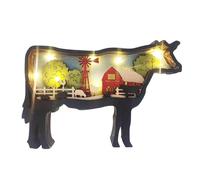 Wooden Animal Sculpture - Layered Cow Figurine 3D Farmhouse Silhouette Handmade Rustic Ornament | Multilayer Wood Carved Cow Statue for Table Shelf Living Room Display