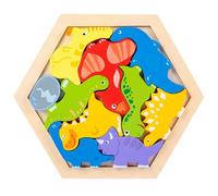 Wooden Animal Stacking Puzzles Chunky Montessori Jigsaw Toys Wooden Hexagon Puzzle for Kids, Educational Preschool Learning Toys, Toddler Birthday Gifts