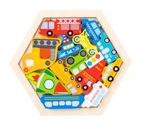 Wooden Animal Stacking Puzzles Chunky Montessori Jigsaw Toys Wooden Hexagon Puzzle for Kids, Educational Preschool Learning Toys, Toddler Birthday Gifts