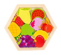 Wooden Animal Stacking Puzzles Chunky Montessori Jigsaw Toys Wooden Hexagon Puzzle for Kids, Educational Preschool Learning Toys, Toddler Birthday Gifts