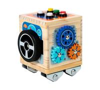Wooden Animated Cube - Animated Cube for Les - Bus Travel Toy with LED Light - Early Development Learning Toys Portable Educational Learning Activities
