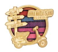 Wooden Anna Maria Island Magnet, Colorful Florida Souvenir, Travel Keepsake Gifts, 3.25 x 2.87 Inches