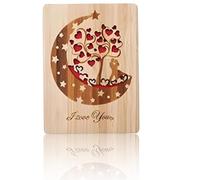 Wooden Anniversary Card,Moon card,Happy Valentines Day Christmas Birthday Anniversary Ideas, Her Him Boyfriend Girlfriend 1st Wedding Gifts Wooden Greeting Wooden Love Cards